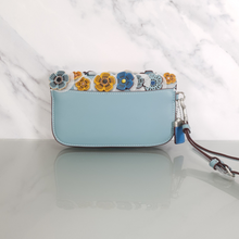 Load image into Gallery viewer, Coach 1941 wallet clutch steel blue yellow tea roses 10792
