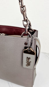 Coach Rogue Shoulder Bag in Grey Grain Leather with Oxblood Lining & C Chain - Coach 26829