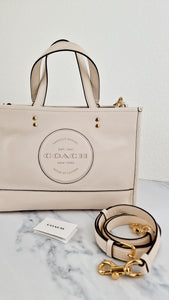Coach Dempsey Carryall Tote Bag Handbag in Chalk Leather & Gold Tone Hardware - Coach C2004