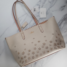 Load image into Gallery viewer, Coach F37651 City Tote Chalk Pink Floral Applique Scalloped Edge
