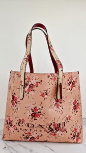 Coach Highline Tote Bag with Floral Print in Pink & Beechwood - Shoulder Bag Coach 55181