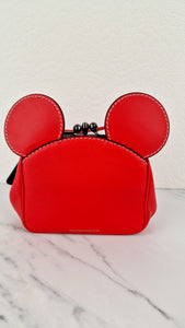 Coach x Disney x Keith Haring Mickey Mouse Ears Bag in Red Smooth Leather With Kisslock & Chain Strap LIMITED EDITION - Handbag Coach 37980