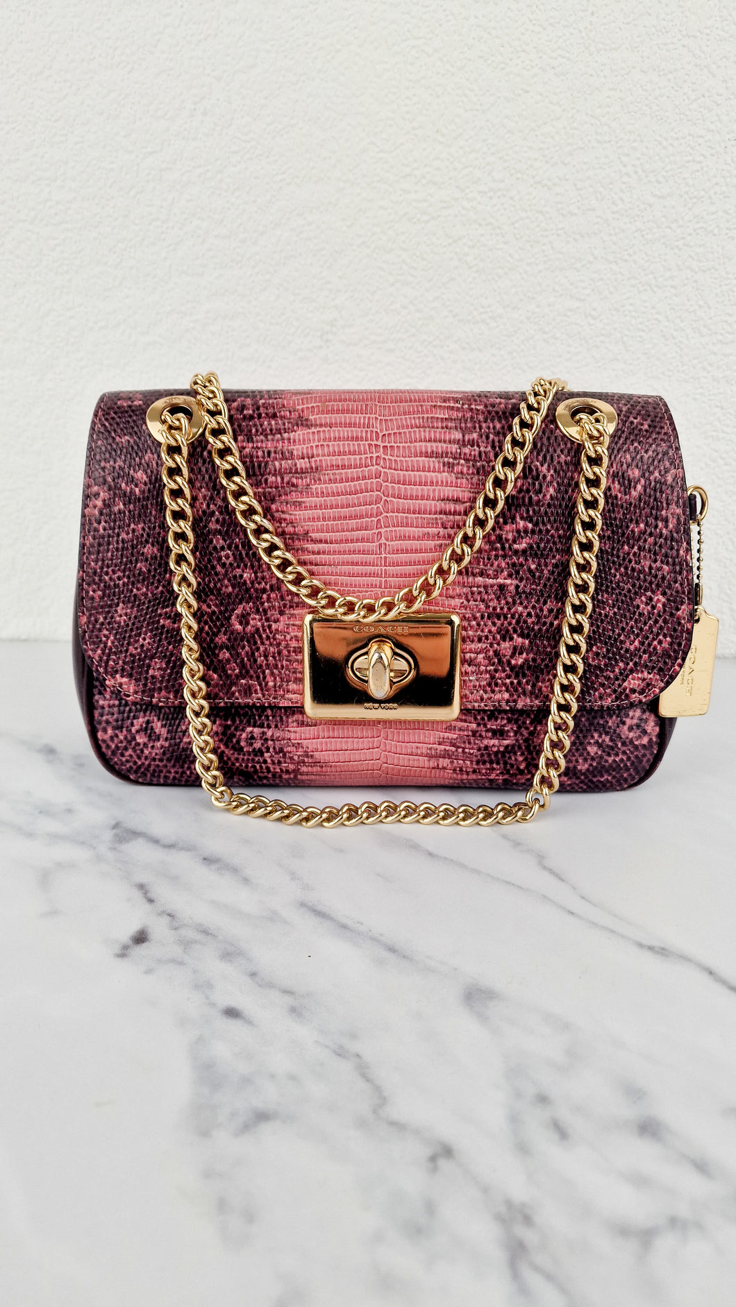Coach Cassidy Crossbody Bag in Pink Lizard Embossed Leather