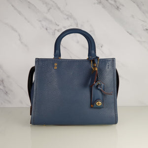 Coach 1941 Rogue 25 in Dark Denim Blue - Shoulder Bag Handbag in Navy Pebble Leather 54536