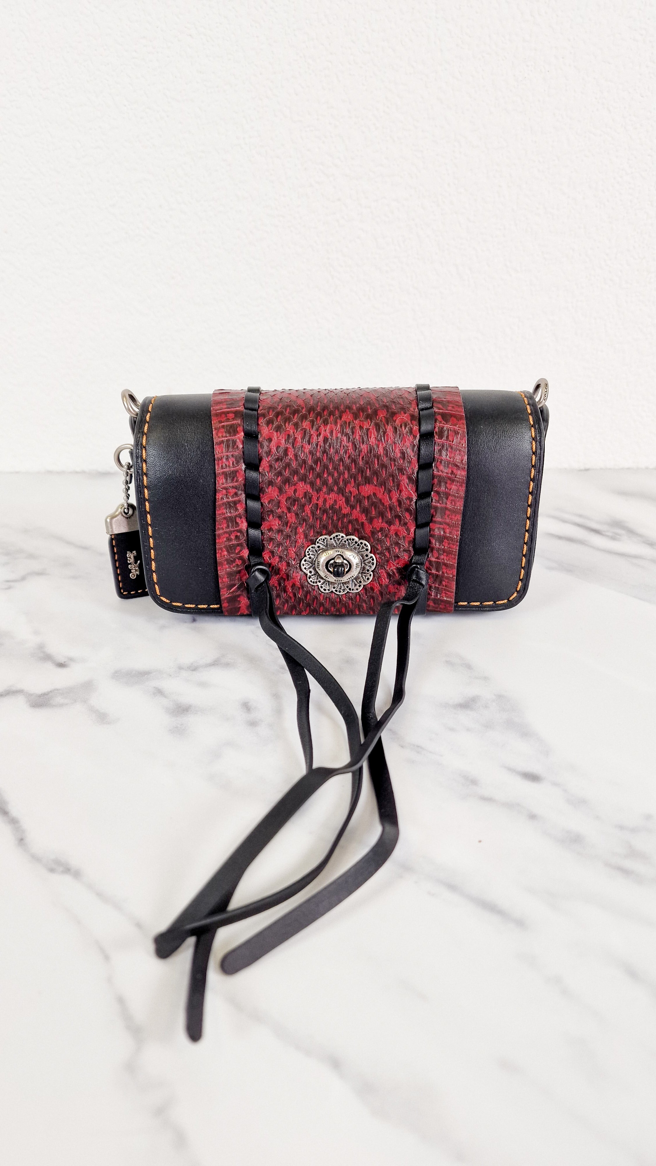 Coach 1941 Dinkier with Whipstitch Snake Trim in Black Smooth