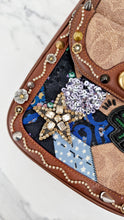 Load image into Gallery viewer, Limited Edition Coach x Keith Haring 1941 Frame Kisslock Clutch Pouch with Patchwork &amp; Embellishments in Signature &amp; Saddle Brown - Charms, Rexy, Crystals, Rivets, Tea Roses - Coach 31068
