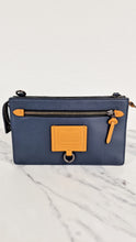Load image into Gallery viewer, Coach Rivington Convetible Pouch Clutch in Navy Blue Smooth Leather with Yellow Details - Coach 68232
