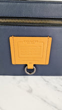 Load image into Gallery viewer, Coach Rivington Convetible Pouch Clutch in Navy Blue Smooth Leather with Yellow Details - Coach 68232
