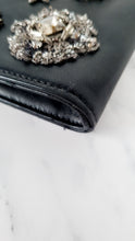 Load image into Gallery viewer, Alexander McQueen Knuckle Skull Flat Clutch in Black Leather Crystal &amp; Sequin Embellished 570532 494885
