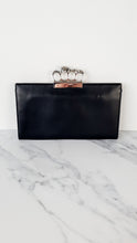 Load image into Gallery viewer, Alexander McQueen Knuckle Skull Flat Clutch in Black Leather Crystal &amp; Sequin Embellished 570532 494885
