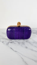 Load image into Gallery viewer, Alexander McQueen Skull Box Clutch in Purple Snakeskin and Swarovski Crystals Style 236715 000926
