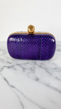Load image into Gallery viewer, Alexander McQueen Skull Box Clutch in Purple Snakeskin and Swarovski Crystals Style 236715 000926
