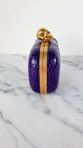 Alexander McQueen Skull Box Clutch in Purple Snakeskin and Swarovski Crystals Style 236715 000926