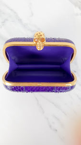Alexander McQueen Skull Box Clutch in Purple Snakeskin and Swarovski Crystals Style 236715 000926