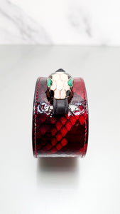 Bvlgari Serpenti Patent Python Snakeskin Cuff in Red - Bracelet Bangle Leather Bulgari