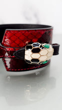 Load image into Gallery viewer, Bvlgari Serpenti Patent Python Snakeskin Cuff in Red - Bracelet Bangle Leather Bulgari
