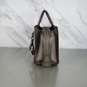 Coach Rogue 25 in Signature Embossed Grey Burnished Leather and C-chain Straps - Crossbody Handbag - SAMPLE BAG