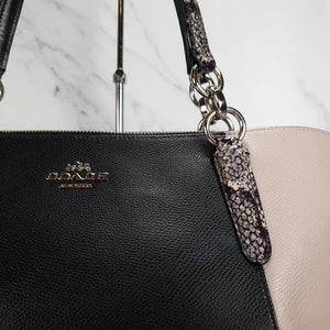 Coach Ava Tote Colorblock Crossgrain Leather Black Grey Mauve Snake Print Exotic Handbag