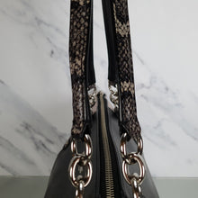 Load image into Gallery viewer, Coach Ava Tote Colorblock Crossgrain Leather Black Grey Mauve Snake Print Exotic Handbag
