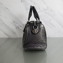 Load image into Gallery viewer, Coach Baby Bennett Matallic GRey Snake embossed leather black colorblock
