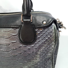 Load image into Gallery viewer, Coach Baby Bennett Matallic GRey Snake embossed leather black colorblock
