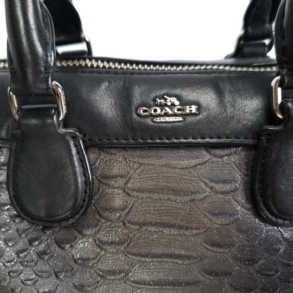 Coach Baby Bennet Satchel in Metallic Snake Embossed Leather