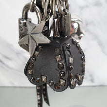 Load image into Gallery viewer, Coach Charm Tea Roses BLack Leather Studs Gunmetal silver 87036
