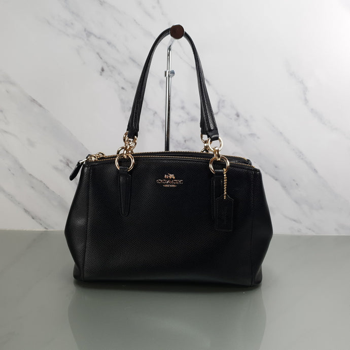 F36704 Coach Christie Carryall Black Crossgrain leather handbag