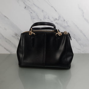 F36704 Coach Christie Carryall Black Crossgrain leather handbag