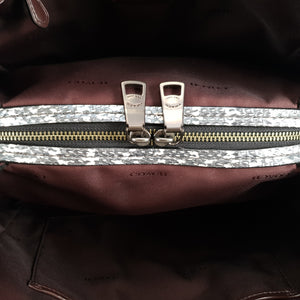 Coach Dalton 31 black burgundy suede snakeskin handbag 76070