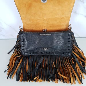 RARE Coach 1941 Dinky with Beatnik Rivets and Fringe in Black Leather & Suede 86812