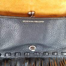 Load image into Gallery viewer, RARE Coach 1941 Dinky with Beatnik Rivets and Fringe in Black Leather &amp; Suede 86812
