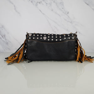 RARE Coach 1941 Dinky with Beatnik Rivets and Fringe in Black Leather & Suede 86812