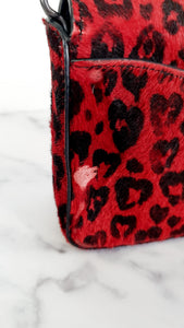 Coach 1941 Dinky Wild Beast Heart Crossbody Bag With in Red & Black Leopard Haircalf & leather & - Coach 38209