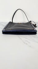 Load image into Gallery viewer, Coach Dreamer Shoulder Bag Crossbody in Black and Blue with Whipstitch and Snakeskin - Mixed Leather &amp; Suede - Sample Bag coach 69611 
