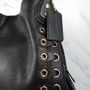 Coach Edie 31 Link Detail Shoulder Bag Black Leather