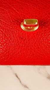 Coach Faye in Red Mixed Leather & Suede Flap Bag Turnlock Tophandle Crossbody Coach F22348