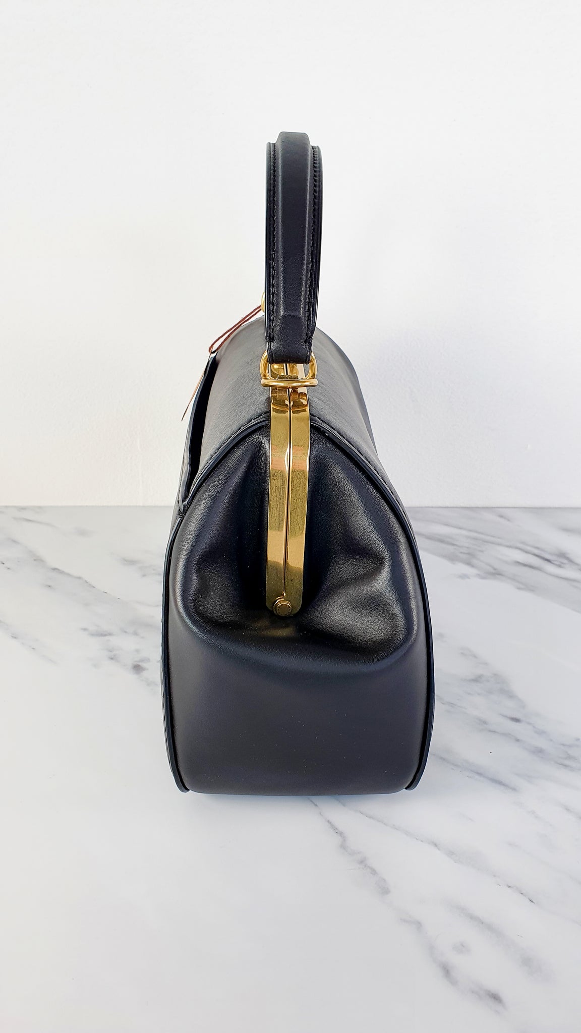 Coach 1941 Frame Bag with Kisslock in Black Smooth Leather