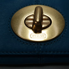 Load image into Gallery viewer, Coach Clutch Blue Teal Turquoise Mineral Brass Turnlock Clutch Foldover Bag
