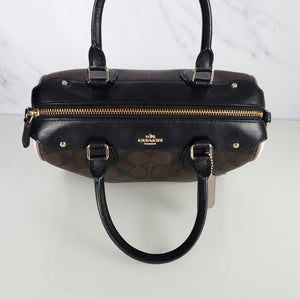 Coach Mini Bennett in Signature Colorblock - Black, Brown & Chalk Handbag