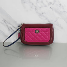 Load image into Gallery viewer, Coach Park Quilted Colorblock Clutch in Pink, Oxblood &amp; Navy
