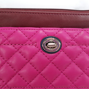 Coach Park Quilted Colorblock Clutch in Pink, Oxblood & Navy