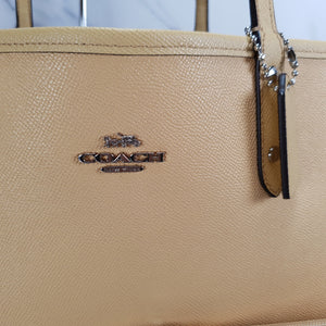 Coach Reversible City Tote Bag in Signature & Pastel Yellow With Pouch