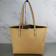 Load image into Gallery viewer, Coach Reversible City Tote Bag in Signature &amp; Pastel Yellow With Pouch
