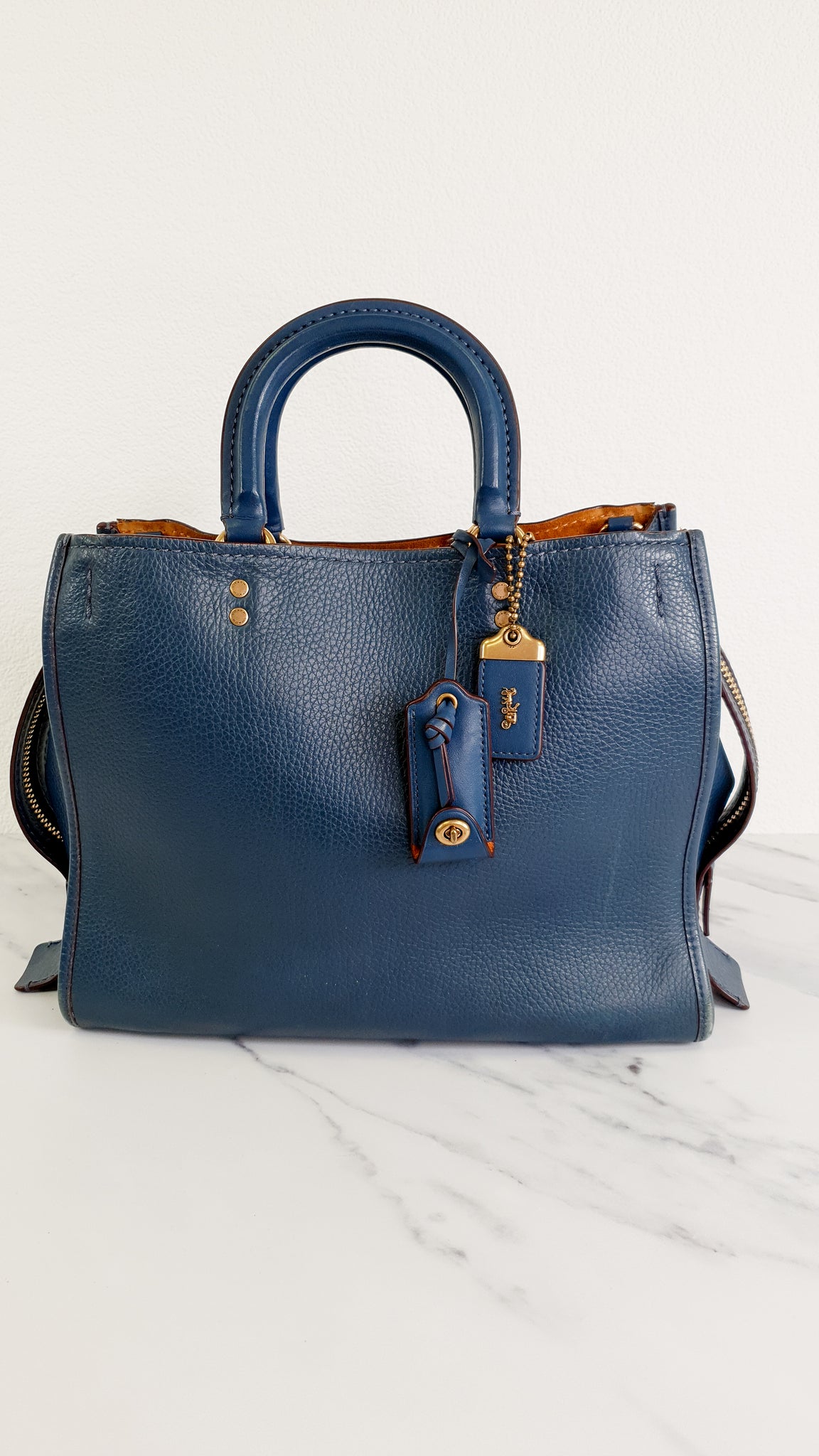 Coach Blue/Silver Denim and Leather Tote