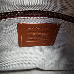 Coach 1941 Rogue 31 in Light Saddle Brown Pebbled Leather & Burgundy Suede Lining - SAMPLE BAG