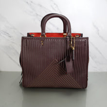 Load image into Gallery viewer, Coach Rogue 31 in Oxblood Quilted Nappa Leather Chevrons with Studs - SAMPLE BAG
