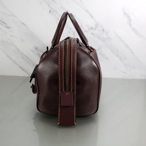 Coach 86857 Oxblood Rogue Satchel with REd Suede