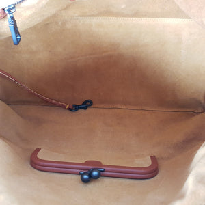 RARE Coach 1941 Rogue Satchel in Black with Colorblock Patchwork Snakeskin Handles - Barrel Bag 58689