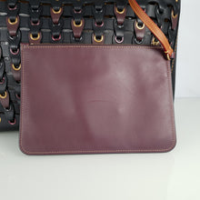 Load image into Gallery viewer, Coach 1941 Rogue Tote Bag With Links in Black &amp; Burgundy Smooth Leather Handbag 87377
